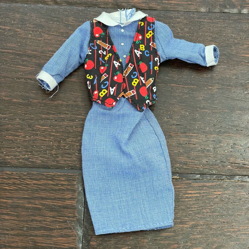Barbie Doll Teacher Replacement Dress Clothes 2000 Outfit #50613 Denim with Vest